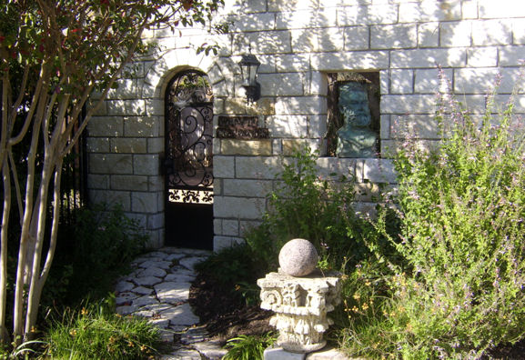 weaver creative - garden gate with stone wall - evans weaver